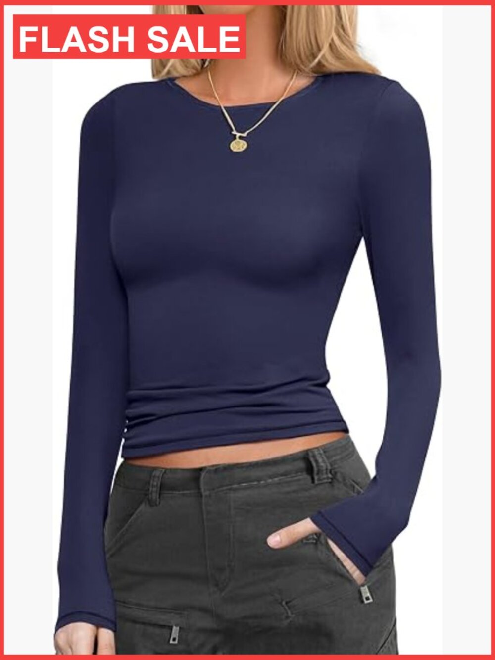 Women's Fitted Long Sleeve Thermal Tops Boat Neck Stretch Undershirt